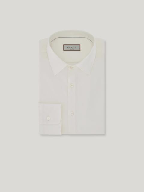WHITE REGULAR FIT COTTON AND CASHMERE BLEND CASUAL SHIRT