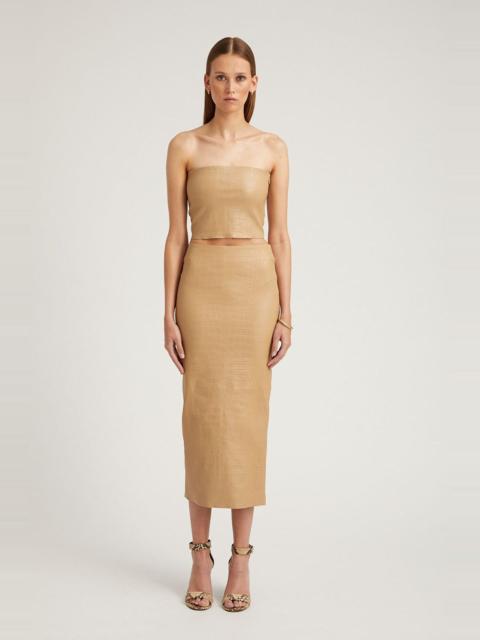 SPRWMN SAHARA EMBOSSED LEATHER TUBE SKIRT