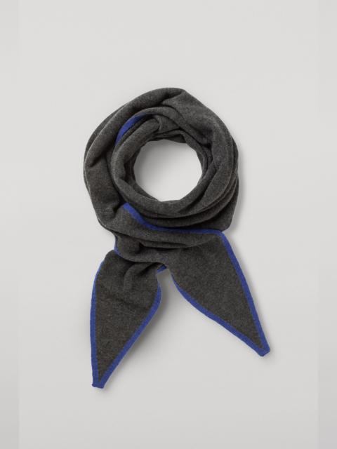 Johnstons of Elgin Ethel Charcoal & Blue Cashmere Diamond Scarf