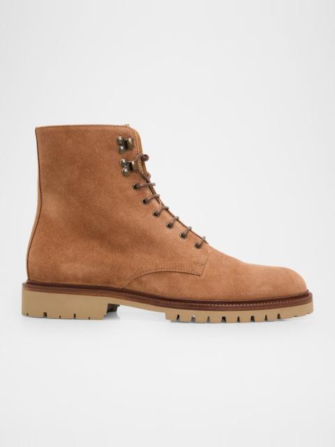 Brunello Cucinelli Men's Suede Lug-Sole Lace-Up Boots