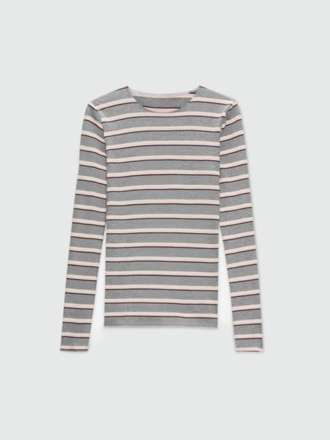 MSGM Grey horizontal striped jersey T-shirt.