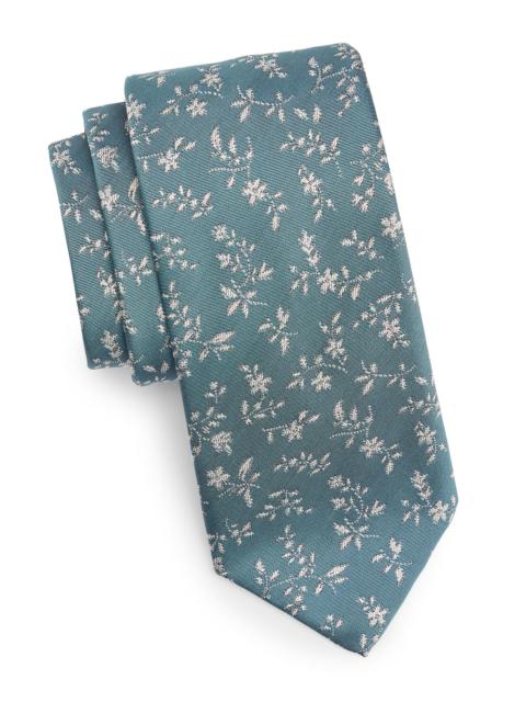 Canali Men's Floral Woven Silk Tie - Teal