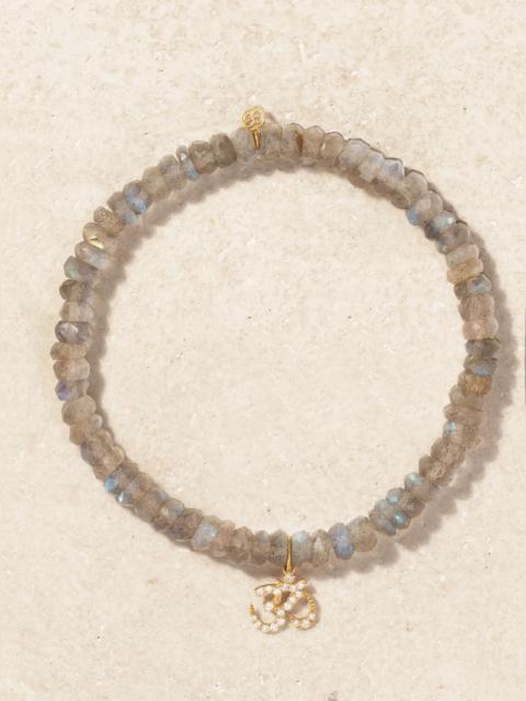 SYDNEY EVAN Small Om 14-karat Gold, Labradorite And Diamond Bracelet
