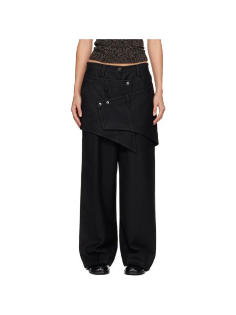 Andersson Bell Black Crossover Wrap Tailored Trousers