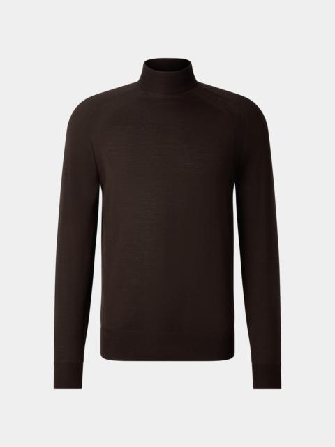 BOGNER Gordon pure new wool and cashmere sweater in Dark brown