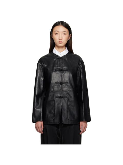 RÓHE Black Mandarin Leather Jacket