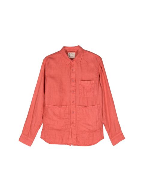 patch-pockets hemp shirt