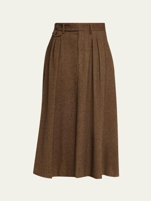Ralph Lauren Pleated Birdseye Tweed Midi Skirt