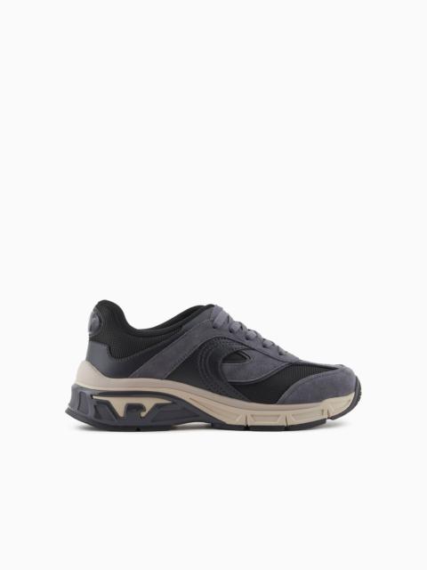 EMPORIO ARMANI Travel Essential mesh and suede sneakers