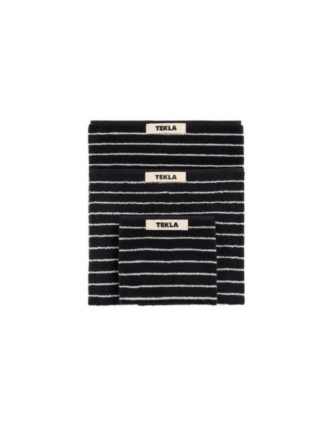TEKLA Tekla Terry Washcloth Black Stripes