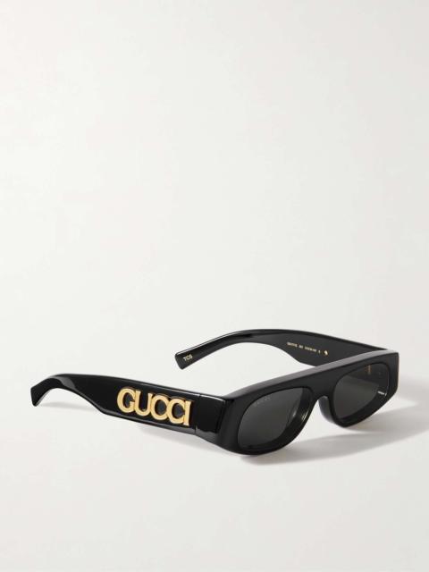 GUCCI Rectangular-frame acetate sunglasses