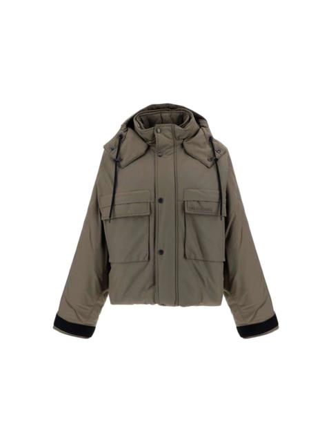 BALENCIAGA Balenciaga Women Flap Pocket Logo Nylon Parka Jacket Khaki