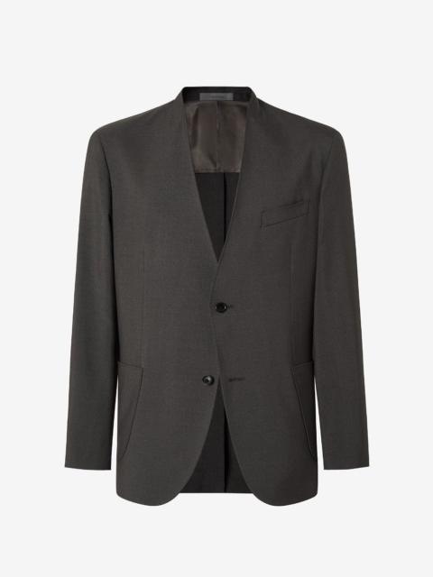 CORNELIANI Mud brown mohair jacket without lapels