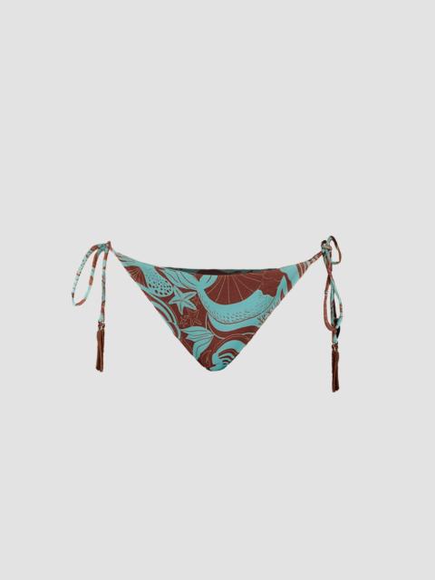 FARM RIO Women's Ocean Print Tie Bikini Bottom - Blue
