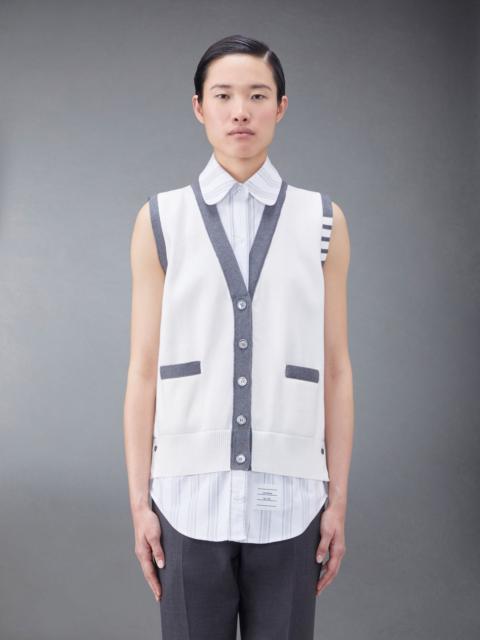 Thom Browne Cotton Milano and Oxford 4-Bar V-Neck Cardigan Vest Shirt Combo