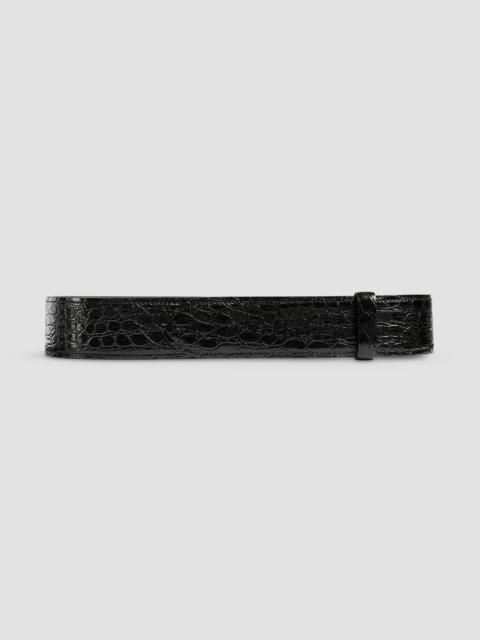 KHAITE Women's Theo Croc-Embossed Leather Belt - Black