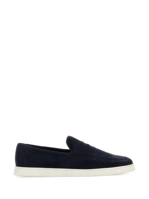 Church's Navy Blue Suede Peebles Loafers Mocassini