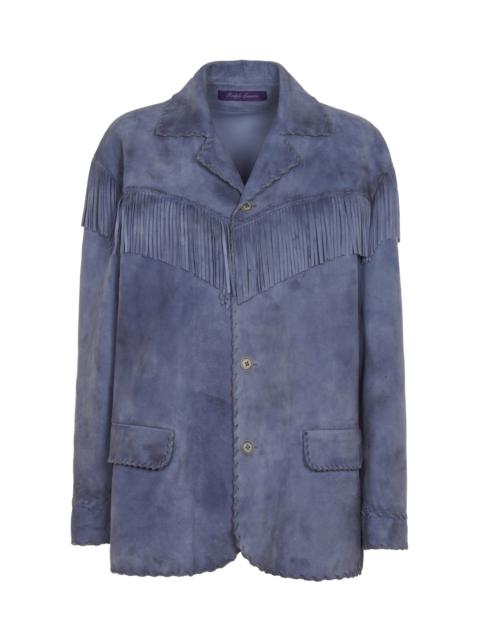 Rennie Fringed Suede Jacket light blue