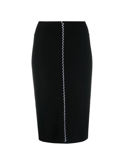 contrast-stitch high-waisted skirt