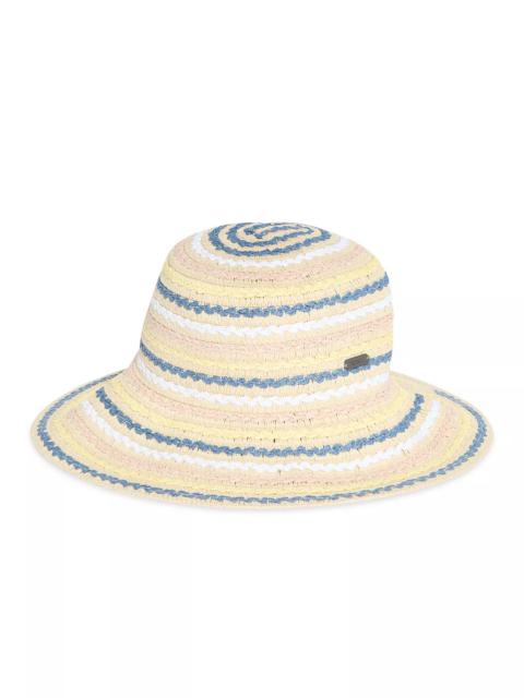 Barbour Dana Cloche Woven Stripe Straw Bucket Hat