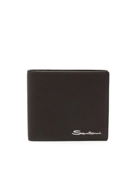 Santoni logo-plaque leather wallet