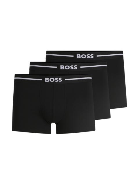 BOSS THREE-PACK OF STRETCH-COTTON TRUNKS WITH LOGO WAISTBANDS