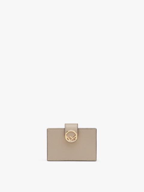 Gray leather gusseted card holder