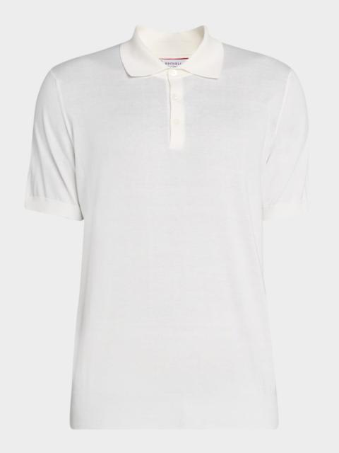 Brunello Cucinelli Men's Cotton Knit Polo Shirt