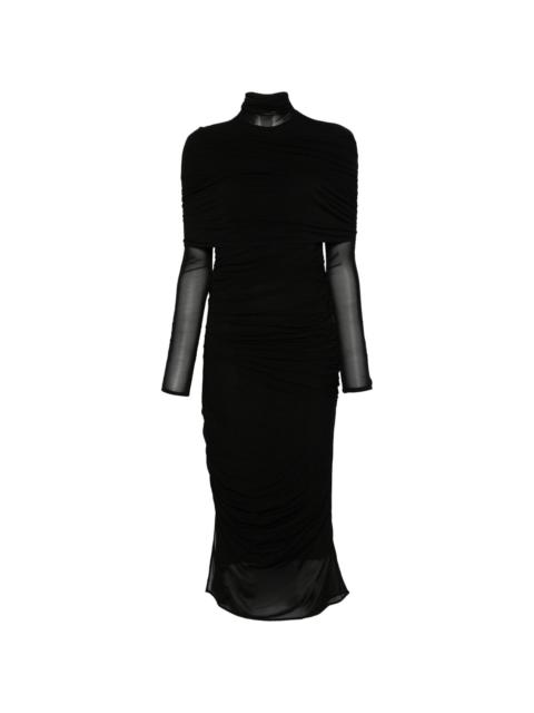 ruched midi dress