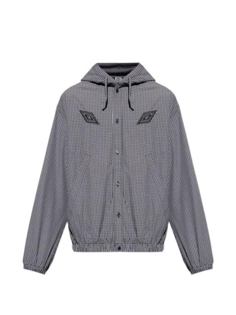 umbro hooded check-pattern jacket