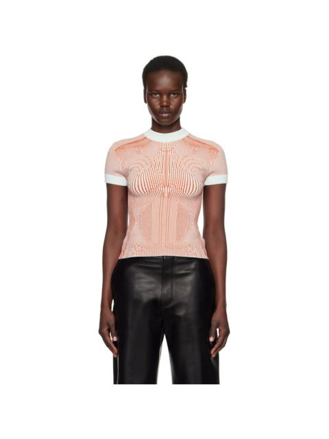 Jean Paul Gaultier Orange & Green 'The Morphing Pinstripes Jacquard' T-Shirt