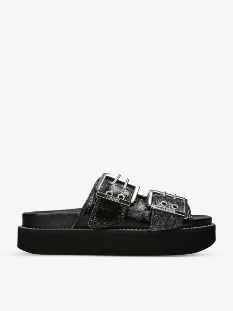 Buckle-embellished double-strap leather sandals