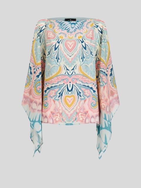 PONCHO WITH PAISLEY SUNBURST PRINT