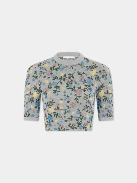 rabanne METALLIC FLORAL CROP TOP