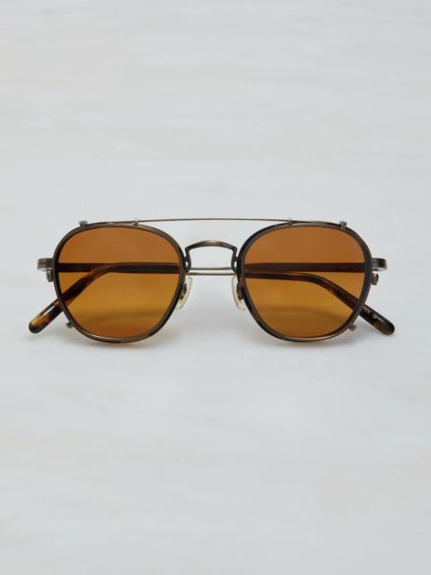 Brunello Cucinelli Lilletto titanium and acetate glasses with sun clip-on