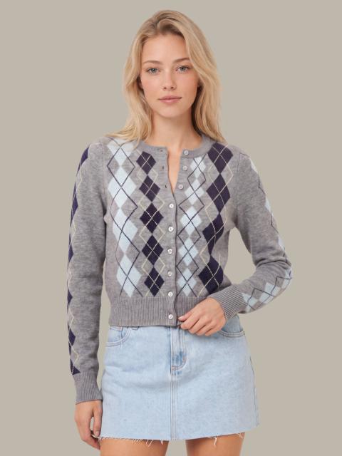 525 america Serena Intarsia Argyle Cardigan