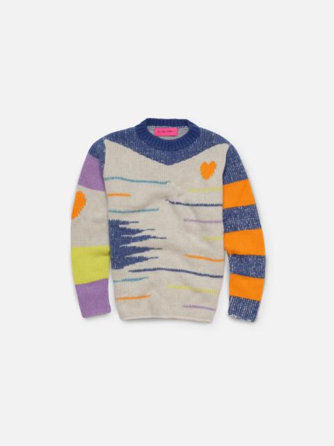 The Elder Statesman LOVE N STRIPES CASHMERE CREW