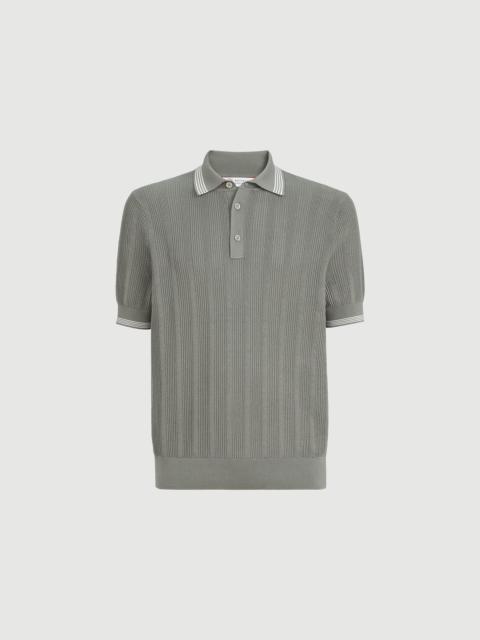 Brunello Cucinelli Cotton textured rib knit polo