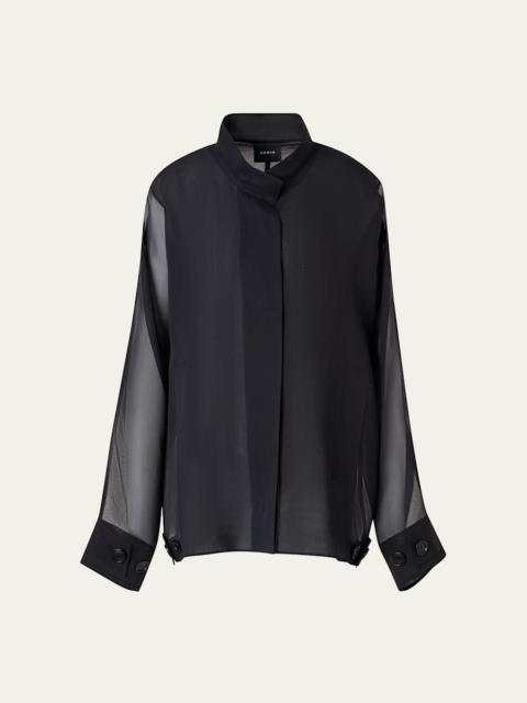 AKRIS Huma Silk Georgette Oversized Parka Jacket