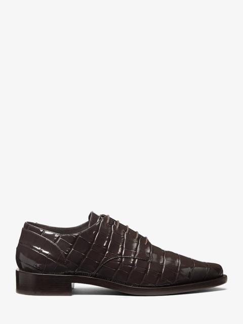 MICHAEL KORS Annette Crocodile Embossed Patent Leather Oxford