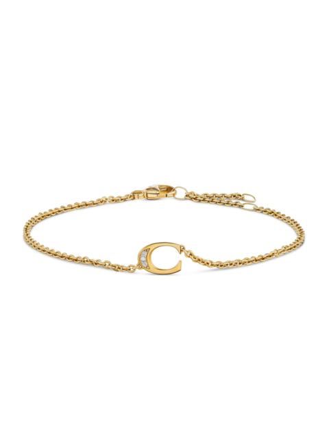 DAVID YURMAN Women's Petite Pavé Initial Chain Bracelet in 18K Yellow Gold - Initial C