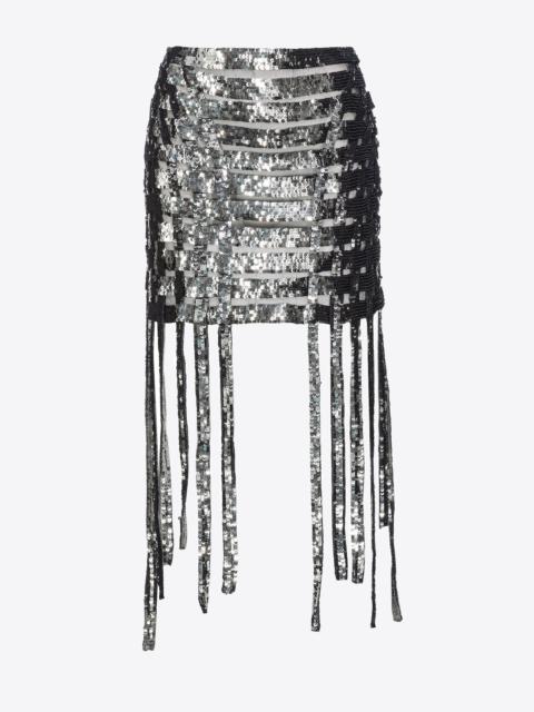 PINKO SEQUIN-LACE MINI SKIRT WITH FRINGING