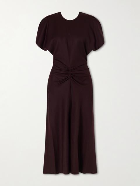 Victoria Beckham Bela Draped Wool Midi Dress