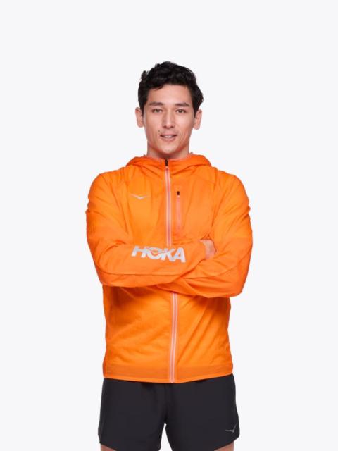 HOKA Men's Skyflow Jacket Viz in Electric Tangerine
