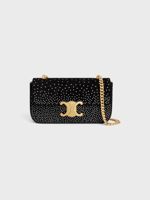 CELINE CHAIN SHOULDER BAG CLAUDE in SUEDE GOATSKIN WITH STRASS