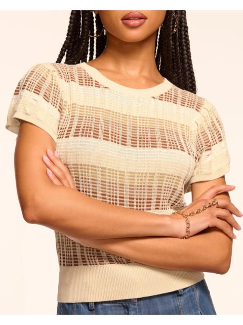 RAMY BROOK Rebecca Plaid Knit Flutter Sleeve Top