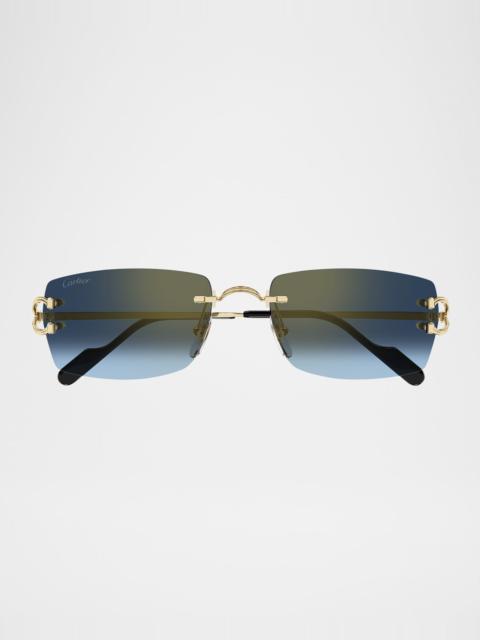 Cartier Men's CT0550SM Metal Rectangle Sunglasses