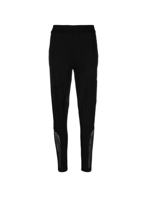 sheer-panel ribbed stretch leggings