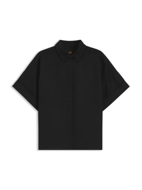 BOSS REGULAR-FIT BLOUSE WITH ROLLED CUFFS