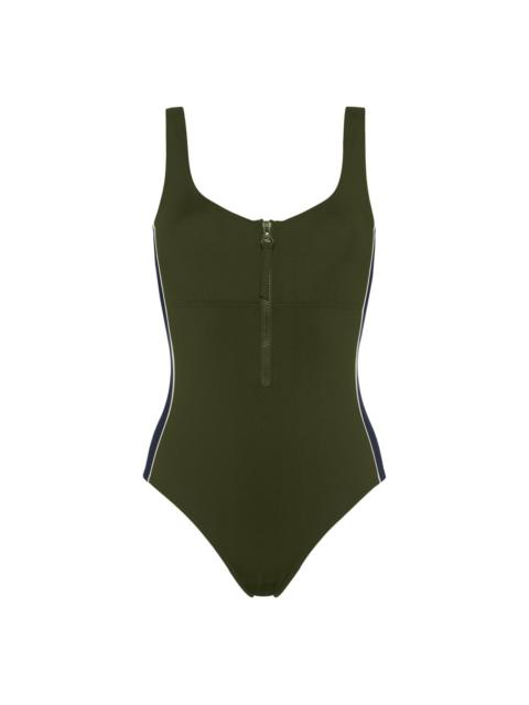 Tribune zipped side-stripe swimsuit